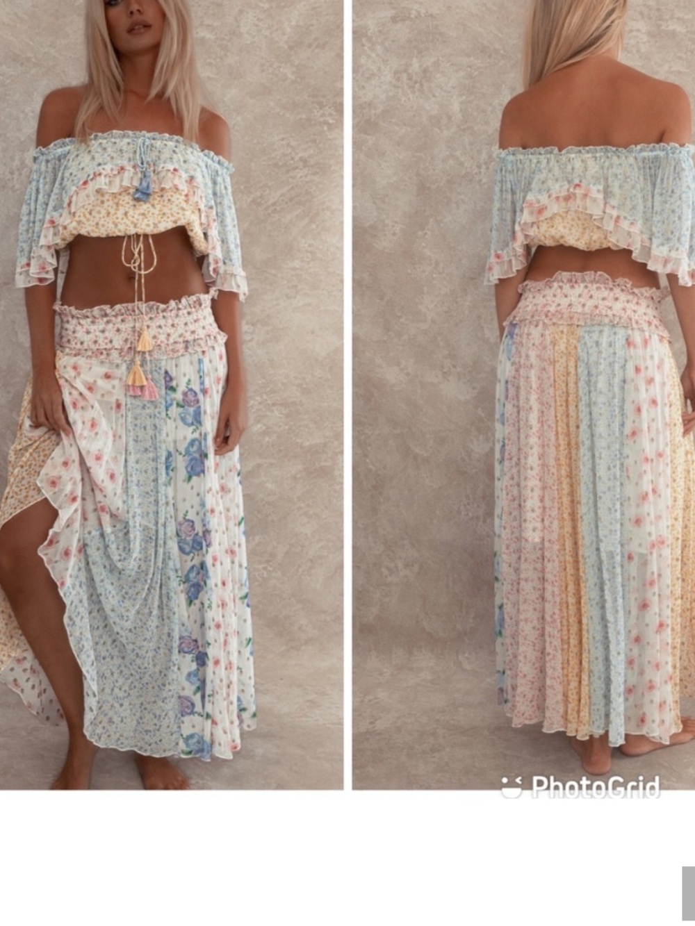 Fillyboo Floral Multi-Color Pleated Maxi Skirt size L euc - Picture 6 of 6